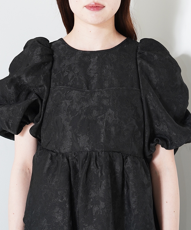 ワンピース bubble sleeve jacquard dress ANDRESD Mサイズ】bubble sleeve jacquard dress ANDRESD（アンドレスド