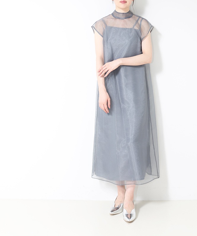 【kaene】アシメオーガンジードレス　グレー　S アシメインナーオーガンジードレス | DRESS,DRESS | ROOM903 online