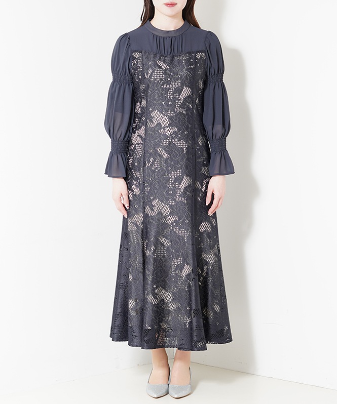 シャーリングスリーブジャガードドレス□ | DRESS,DRESS | ROOM903 online