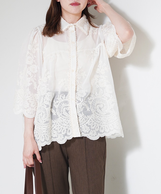 新品rosy monster スカラップレースブラウスシャツ スカラップレースシャツブラウス | TOPS,シャツ／ブラウス | ROOM903