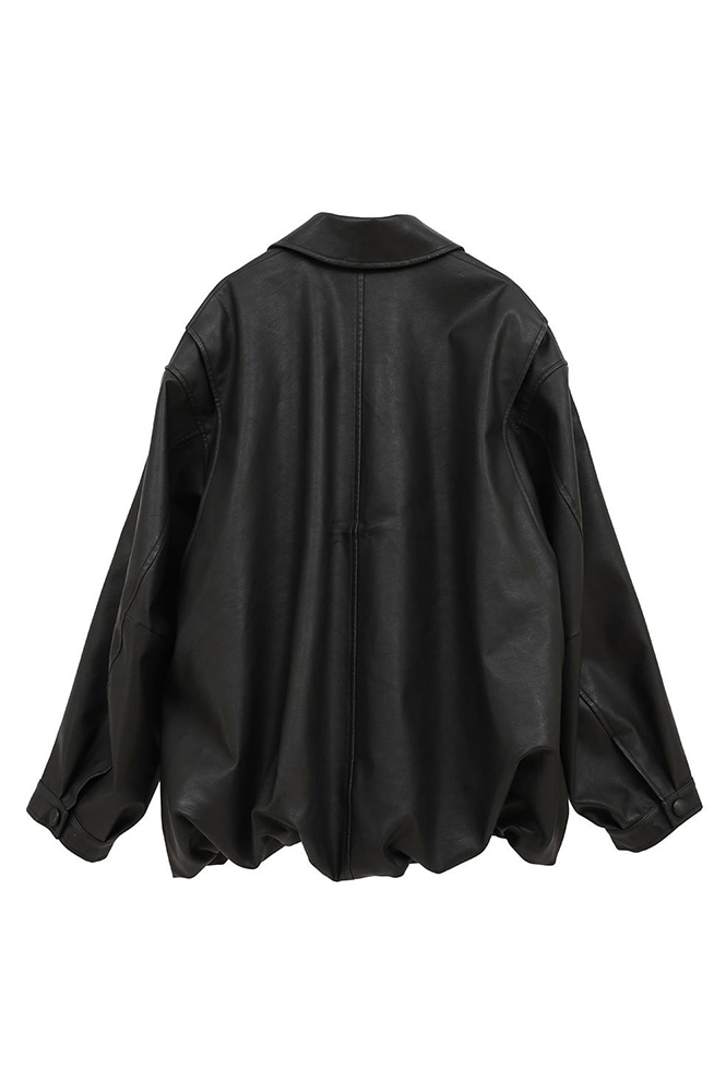 【新品未使用】FAKE LEATHER BALLOON JACKET FAKE LEATHER BALLOON JACKET-BLACK- – OBLIGE