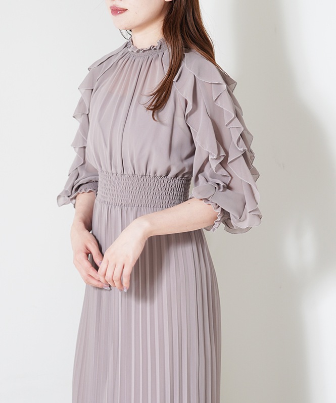 フリルプリーツワンピース