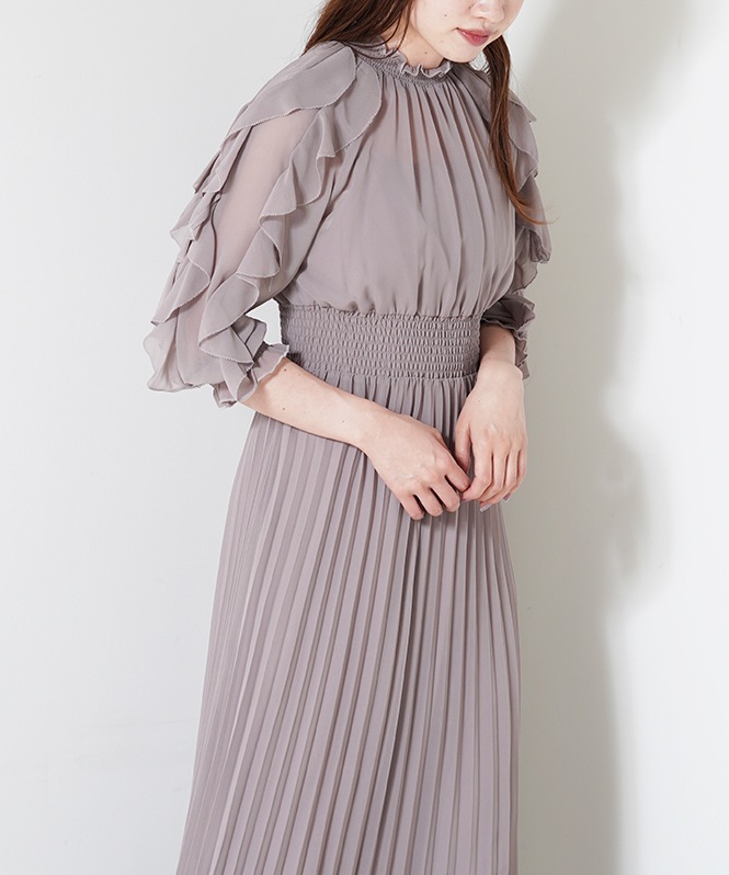 フリルプリーツワンピース