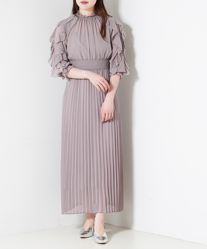フリルプリーツワンピース