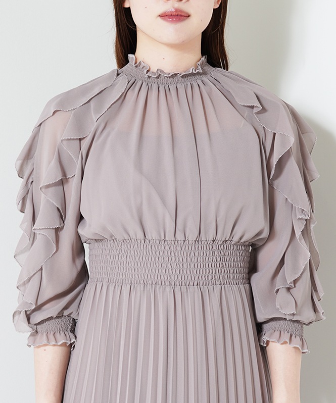 フリルプリーツワンピース