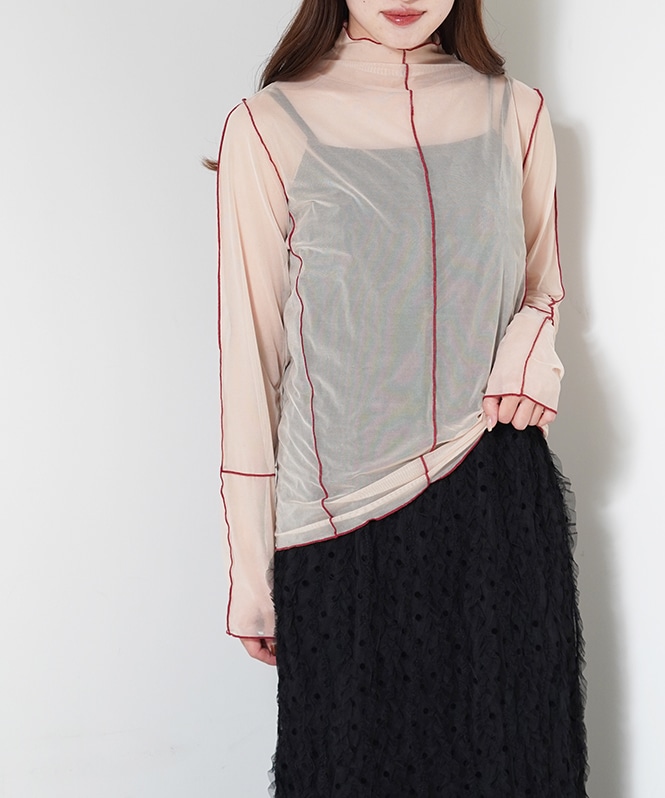 トップス Akiyuzu タックスリーブストライプトップス(カットソー・Tシャツ
