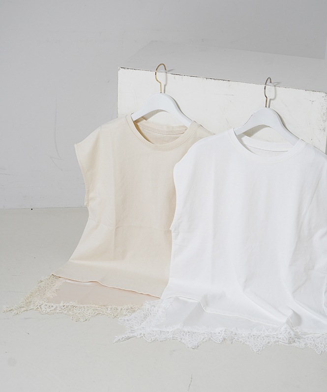 サテンレースノースリシャツ | TOPS,Tシャツ／カットソー | ROOM903 online