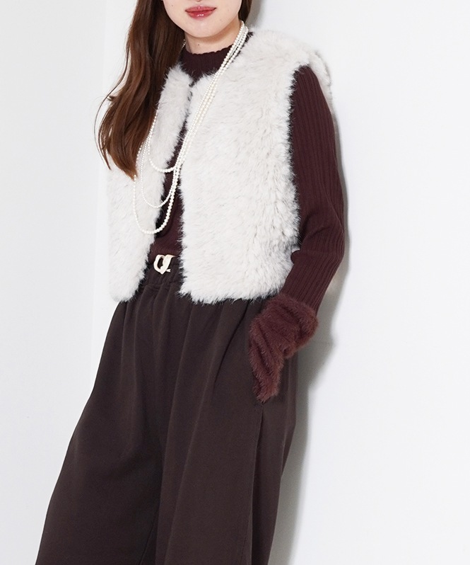 ロングミックスファーアウター