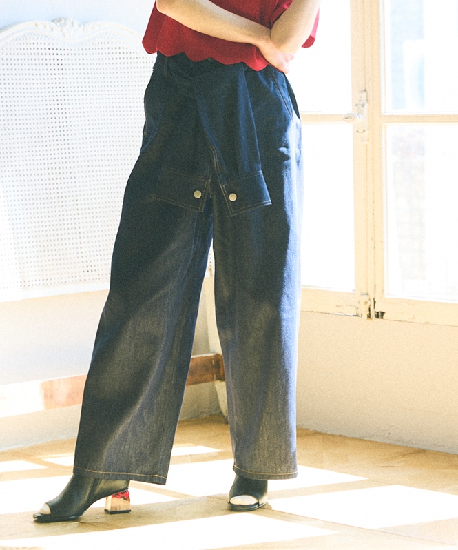 ウエスト巻きパンツ