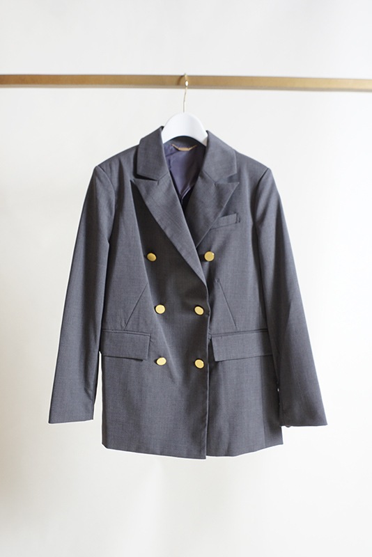 Patou | テックウール製 ノーカラーダブルブレストジャケット