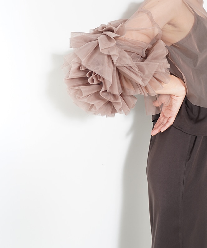 Volume tulle set dress■