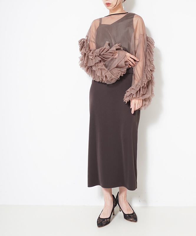 Volume tulle set dress■