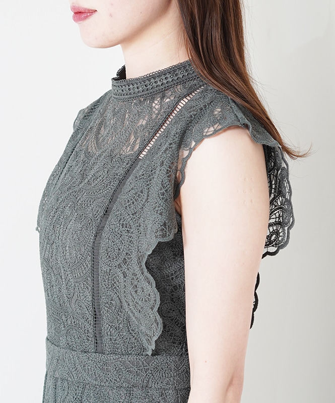 Paisley lace pants dress■