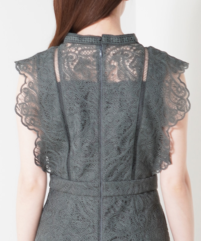 Paisley lace pants dress■