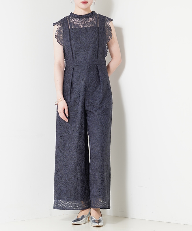 Paisley lace pants dress■