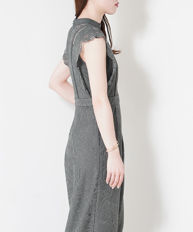 Paisley lace pants dress■
