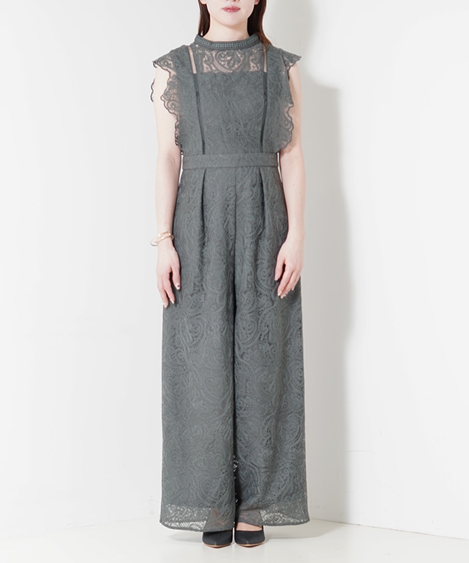 Paisley lace pants dress■