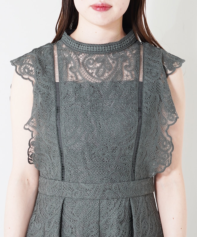 Paisley lace pants dress■