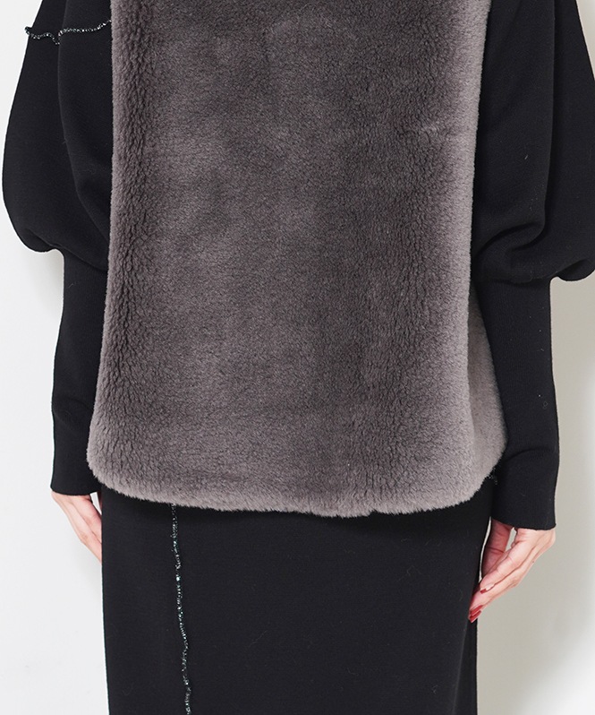 100%ウールボアノーカラーベスト