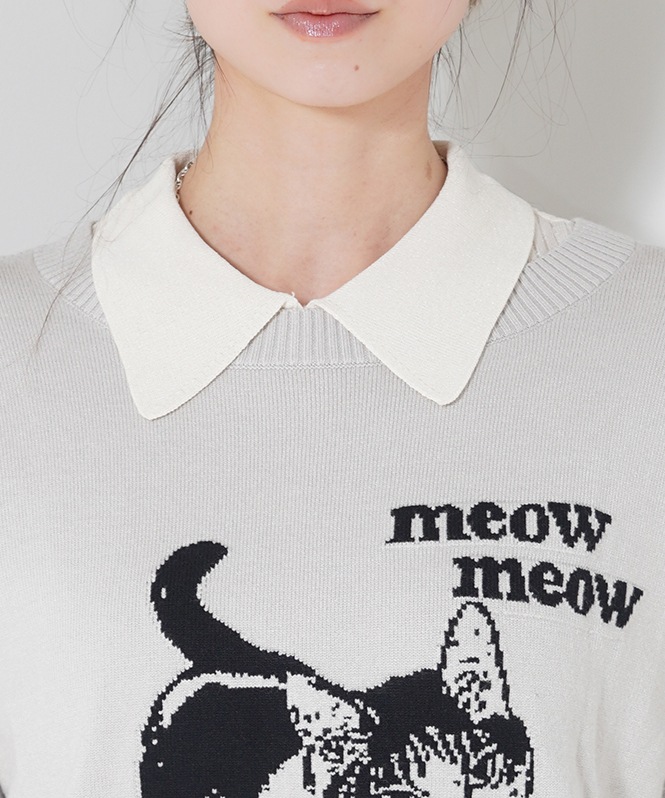 ネコジャガードニット