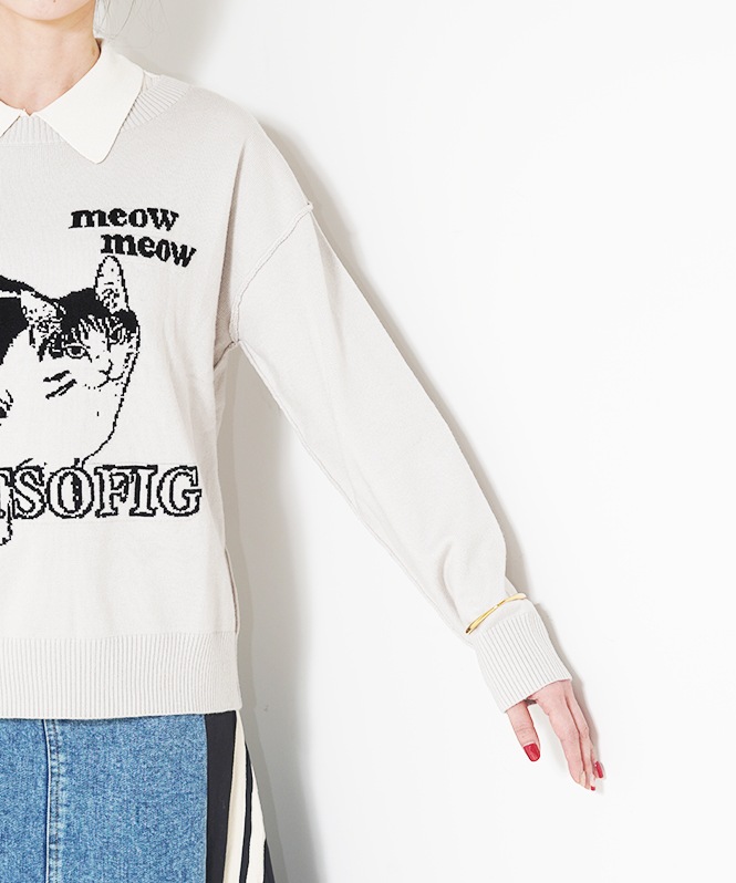 ネコジャガードニット