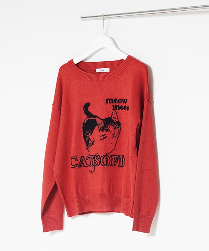 ネコジャガードニット