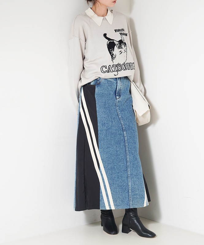 ネコジャガードニット