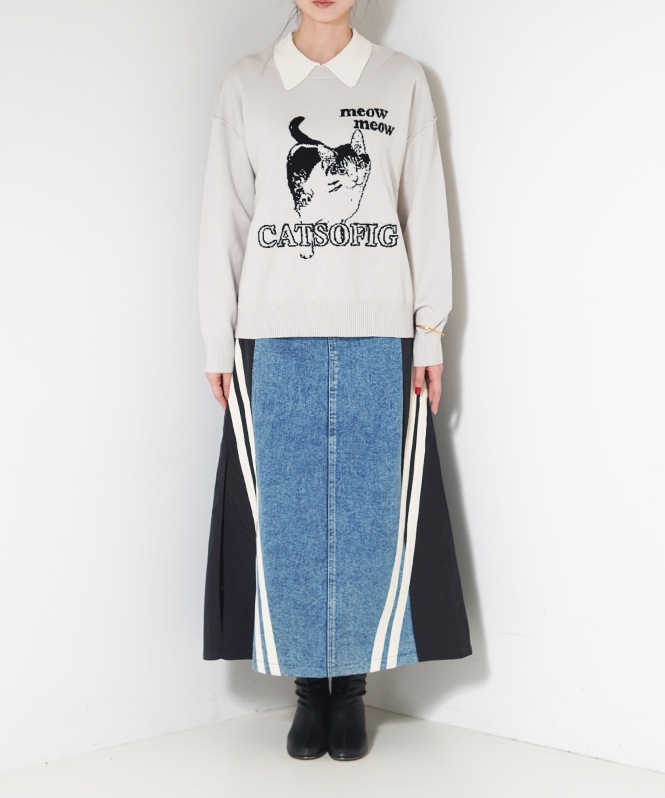 ネコジャガードニット