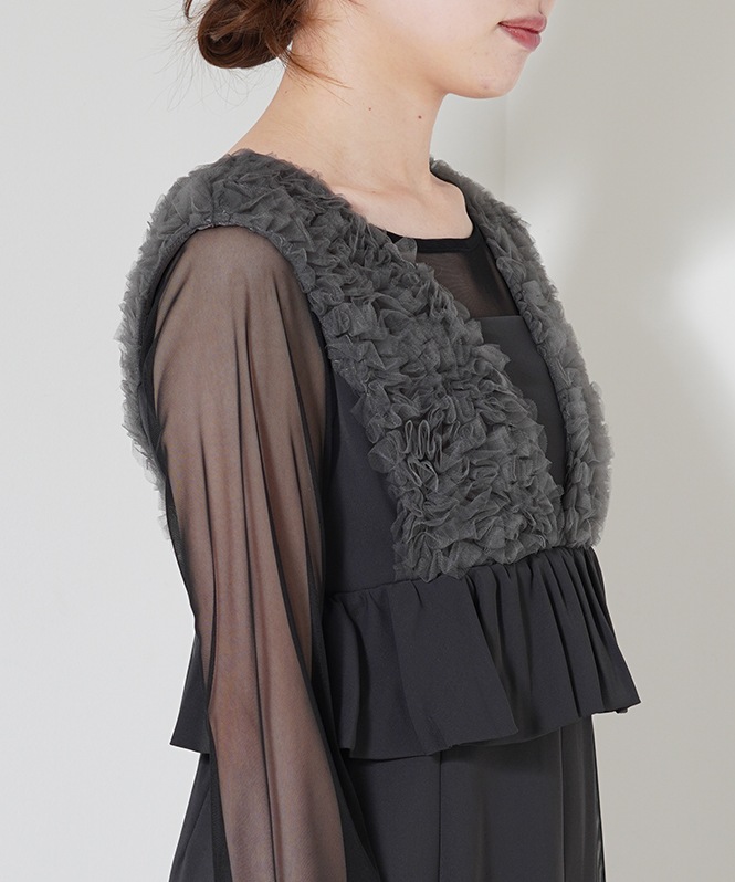 volume tulle peplum dress