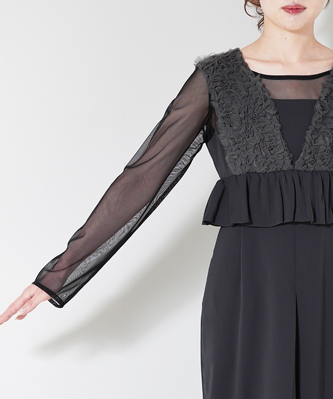 volume tulle peplum dress