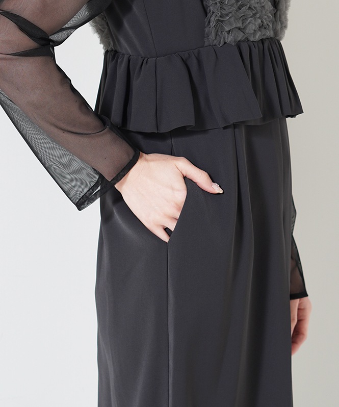 volume tulle peplum dress