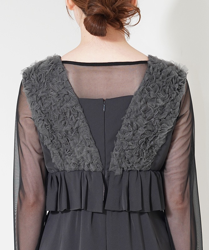 volume tulle peplum dress