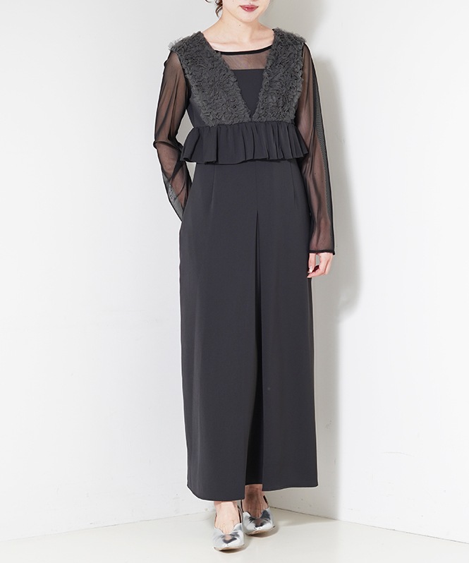 volume tulle peplum dress