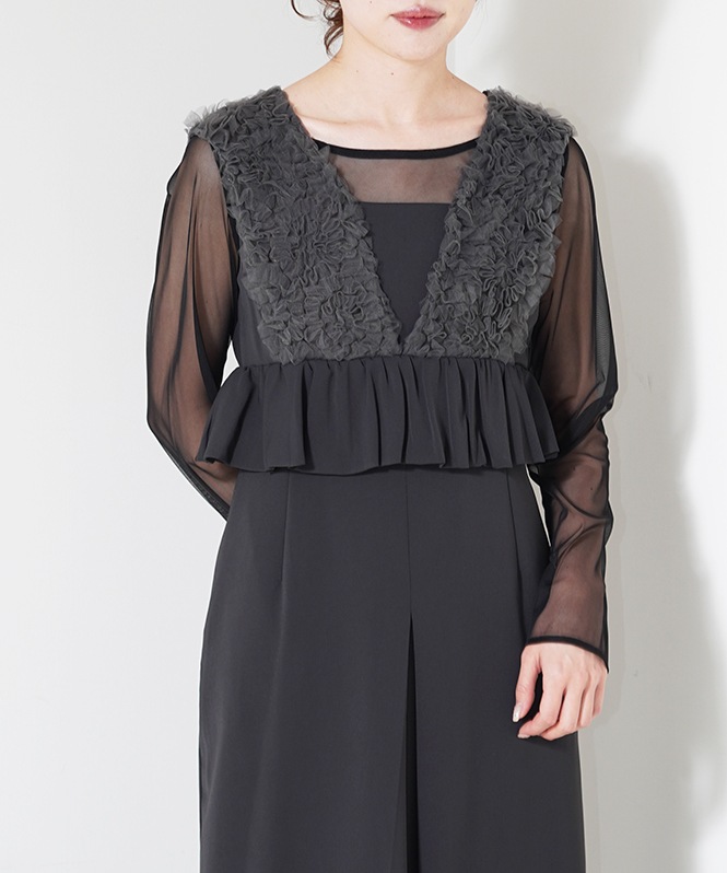 volume tulle peplum dress