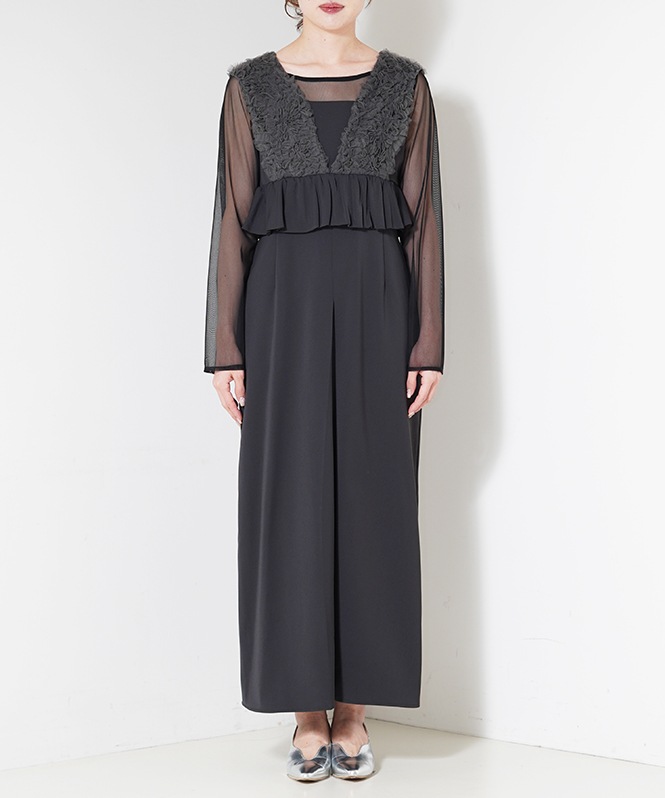 volume tulle peplum dress