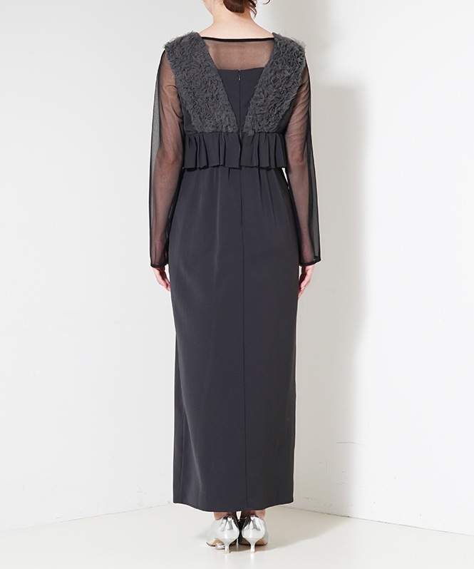 volume tulle peplum dress