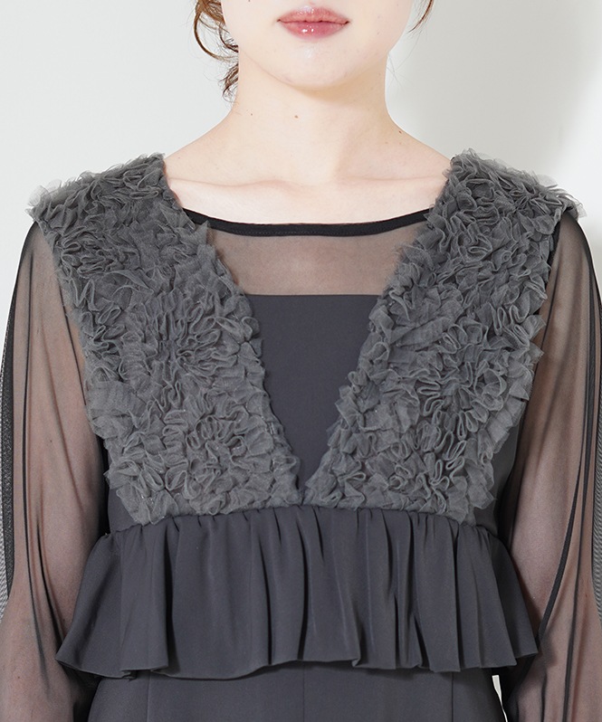 volume tulle peplum dress