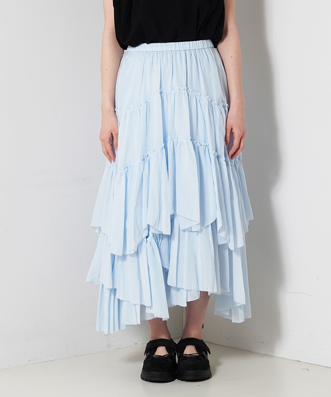 コットンティアードスカート SAX