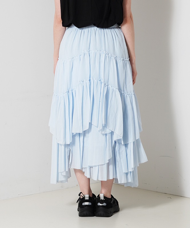 コットンティアードスカート SAX