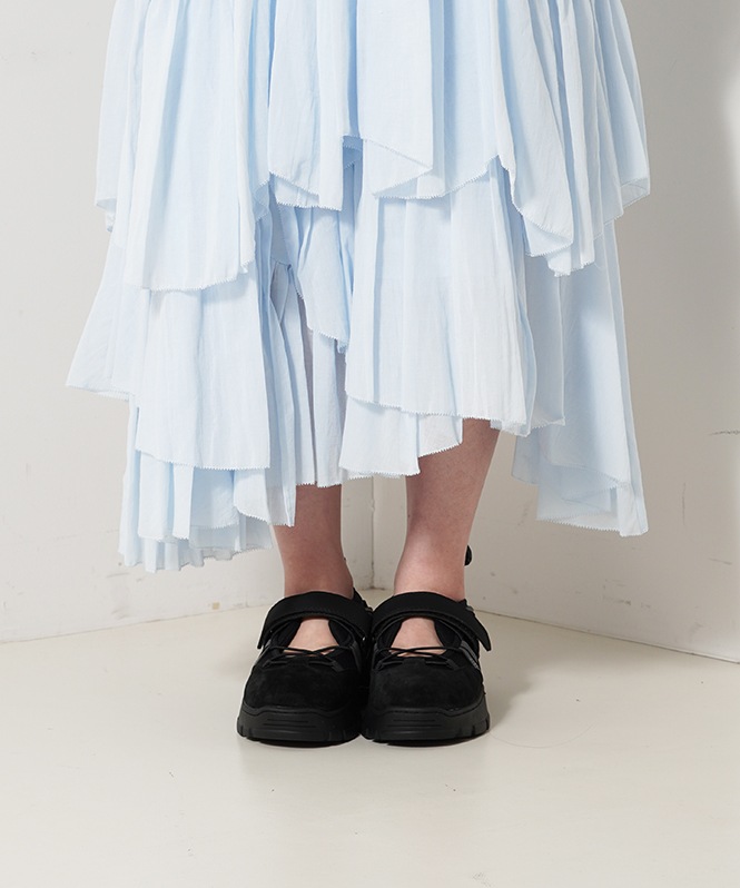 コットンティアードスカート SAX