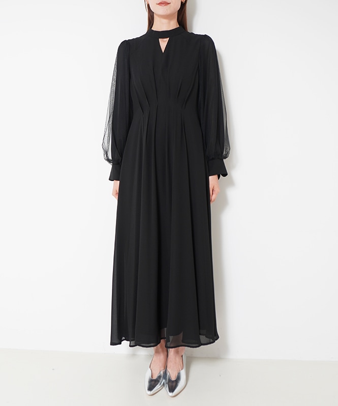 et.UNiVER V-neck sheer sleeve dress | DRESS,DRESS | ROOM903