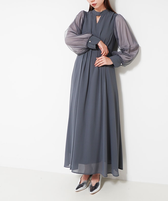 et.UNiVER V-neck sheer sleeve dress | DRESS,DRESS | ROOM903