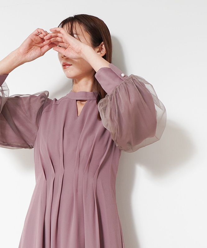 et.UNiVER V-neck sheer sleeve dress | DRESS,DRESS | ROOM903