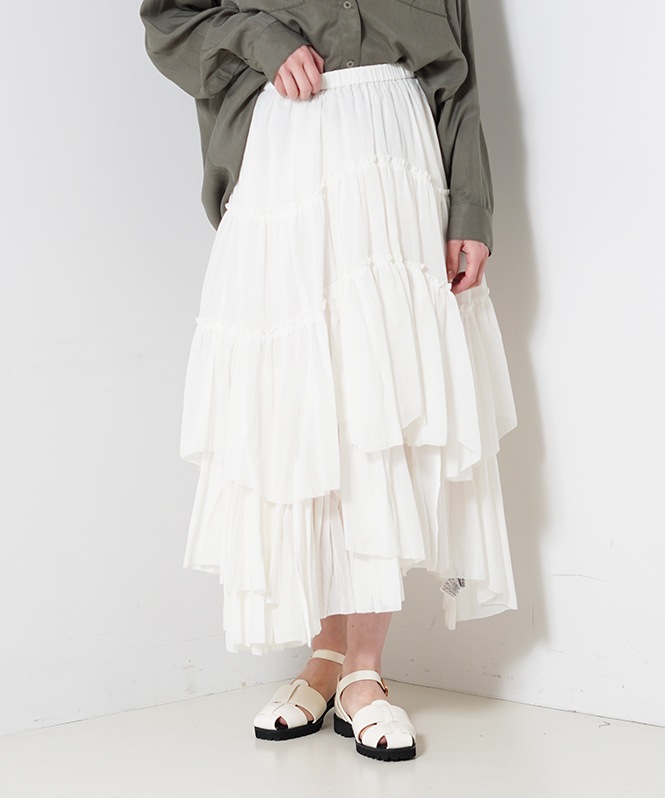 コットンティアードスカート WHITE