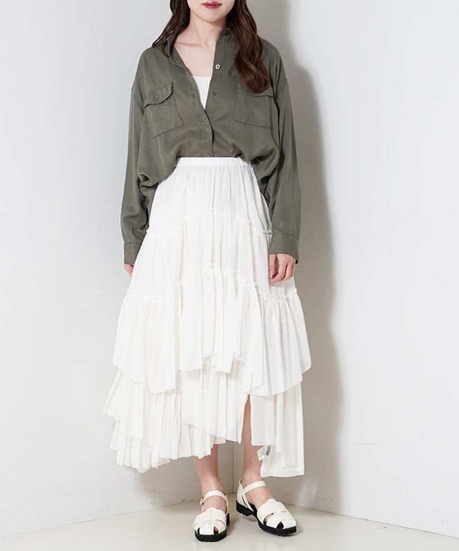 コットンティアードスカート WHITE