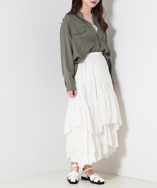 コットンティアードスカート WHITE