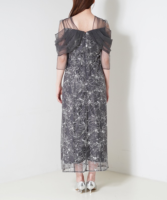 tulle drape spangle dress