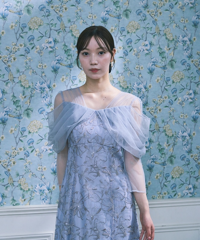 tulle drape spangle dress