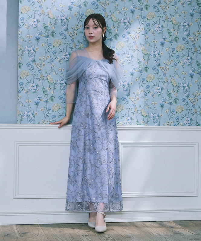 tulle drape spangle dress