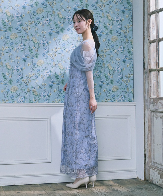 tulle drape spangle dress